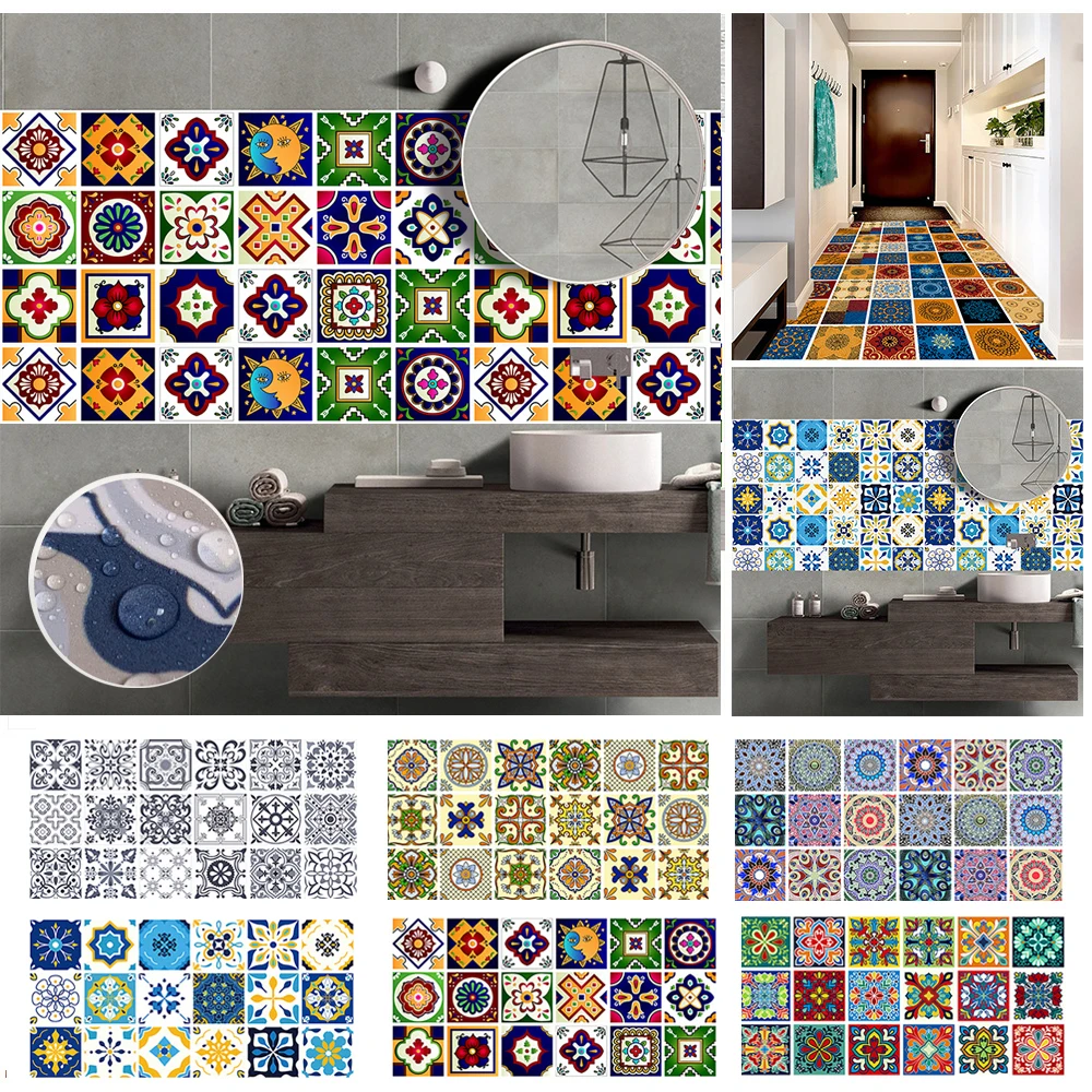

100x50cm Matte Floor Sticker Wear-resistant Removable for Stairway Cover Kitchen Backsplash Bathroom Wall Stickers Decals Mural