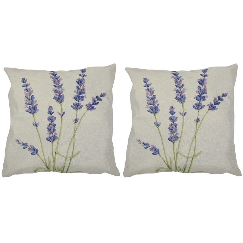 

2X Lavender Flax Pillow Case Car Sofa Bed Waist Throw Cushion Covers Home-Decor 18 Inch Six Lavender Kitchen