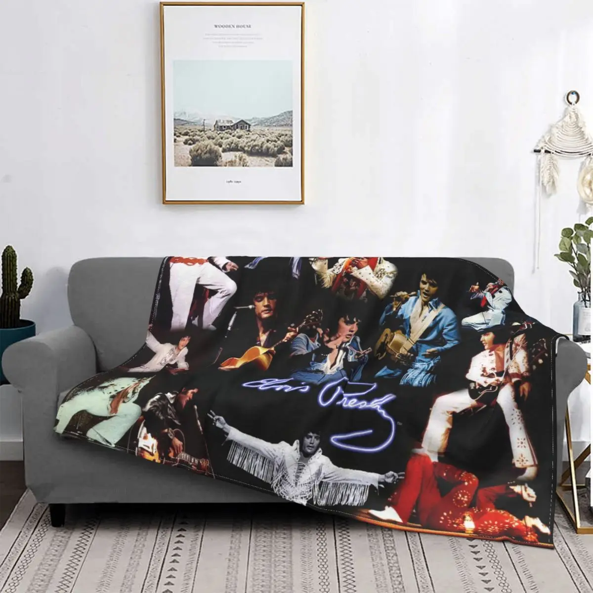 

The King Of Rock And Roll Blanket Sofa Cover Fleece All Season Superstar Collage Soft Throw Blankets for Bedding Car Bedspread