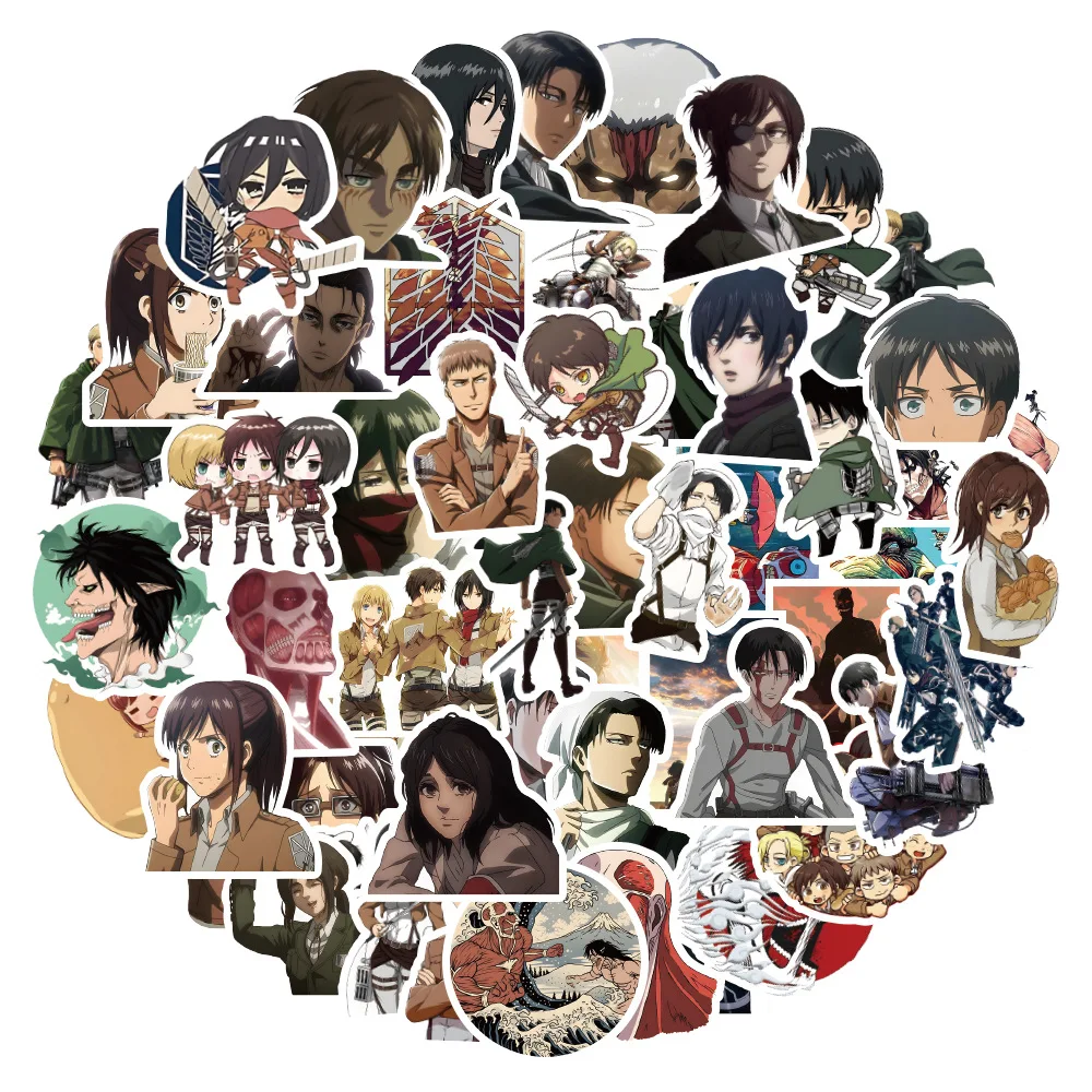 

10/30/60PCS Hot Japan Attack On Titan Anime Stickers Car Phone Motorcycle Travel Luggage Guitar Fridge Kid Toy Cool Sticker Gift