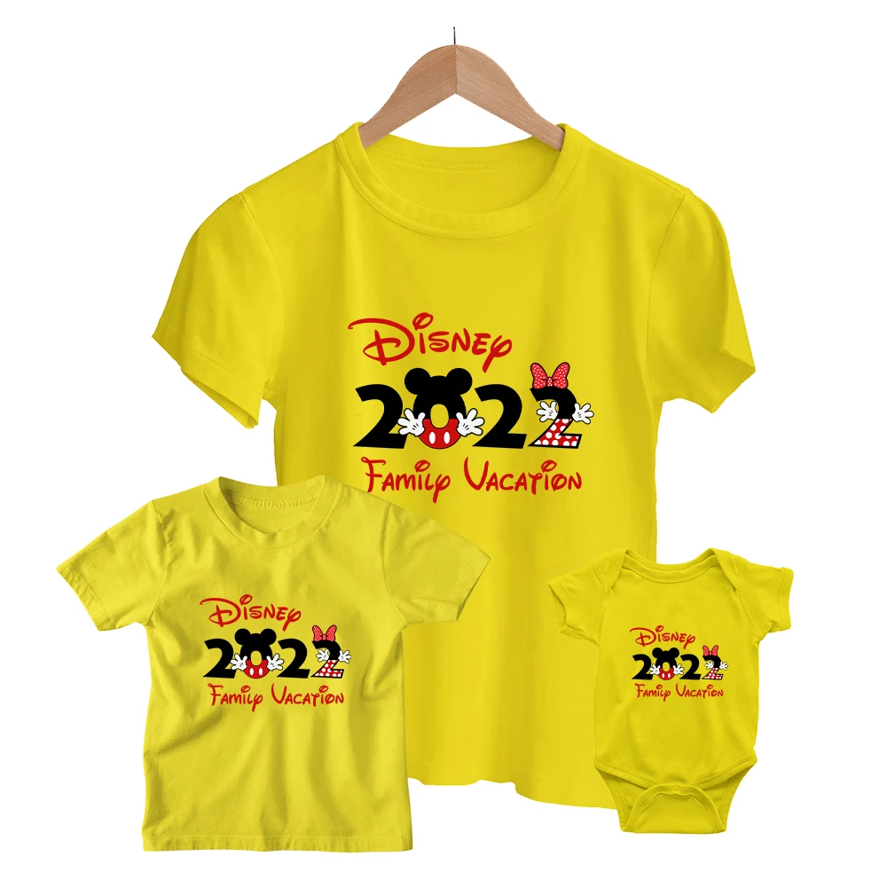 

Повседневная детская футболка, одежда для семьи Disney для отпуска, боди для новорожденных, унисекс, трендовая футболка, белая, летняя одежда д...