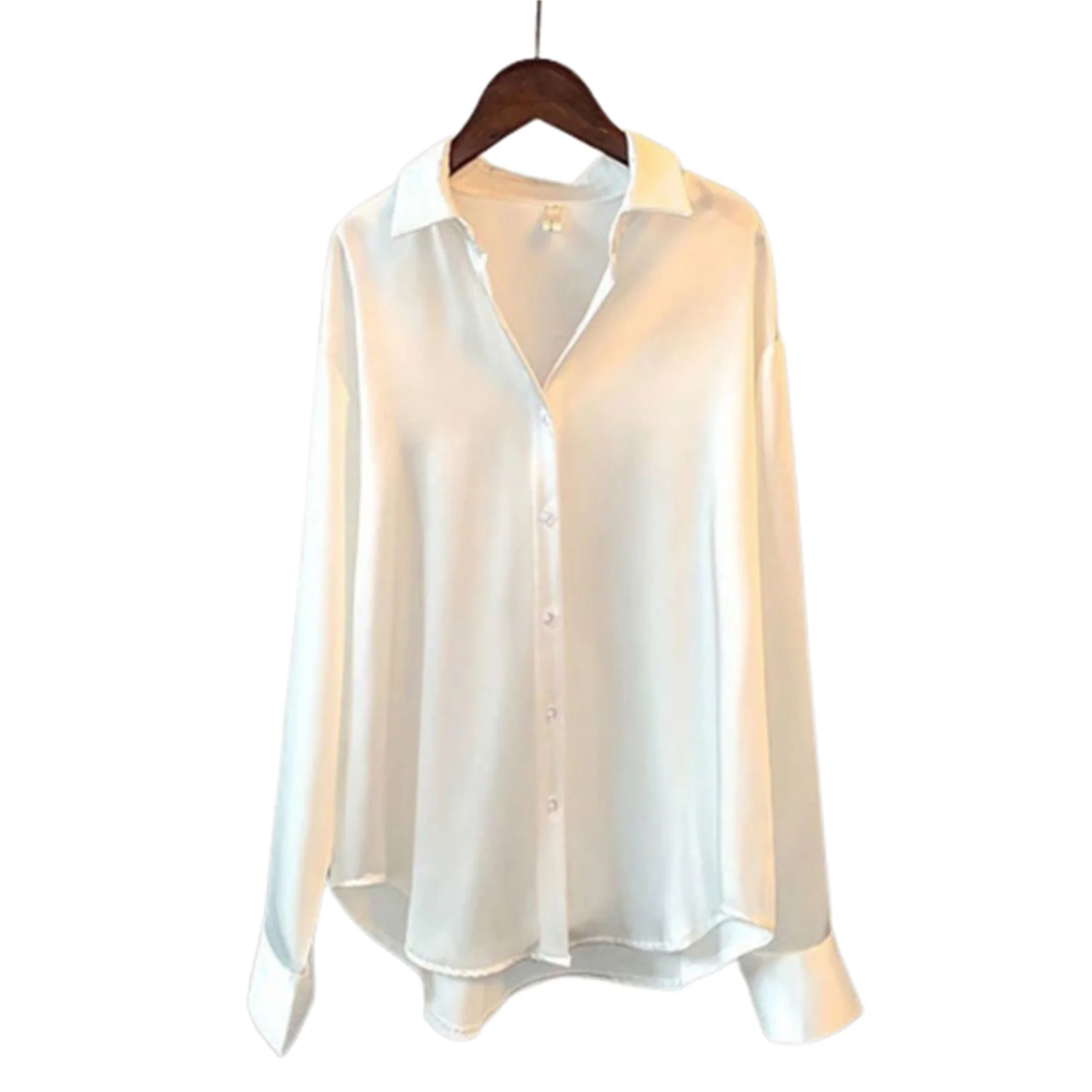 

Satin Blouse Shirts for Women All-Matching Long Sleeve Tunic Blouse Button Down for Daily Office NOV99
