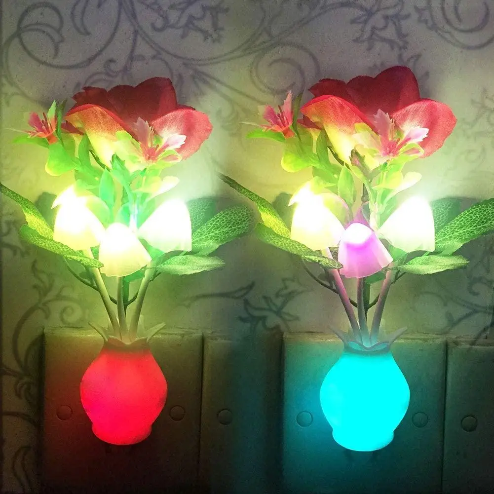 

[ Ready Stock ] Led Night Light With Sensor Plug-in Auto Switch Rose Flower Mushroom Night Lamp Wall Light