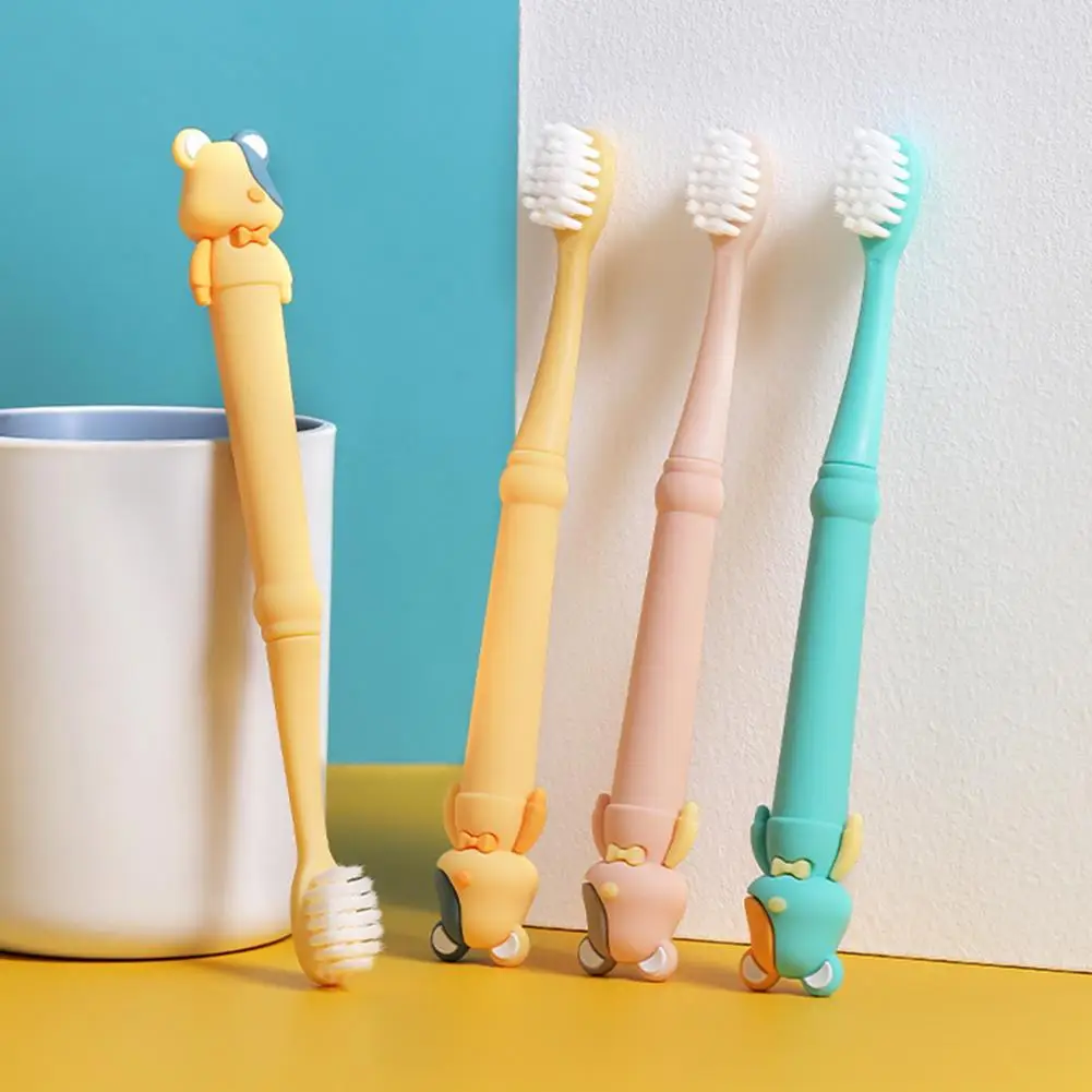 

Baby Toothbrush Safe Adorable Soft Bristles Anti-slip Handles Dental Caring Cartoon Bear Infant Toothbrush Health Caring Tool