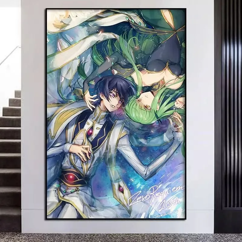 Фото Постер на холсте без рамки с изображением Лелоуча из аниме Code Geass: Восстание, настенный принт для игровой комнаты, квартиры, офиса, декор для стен №2