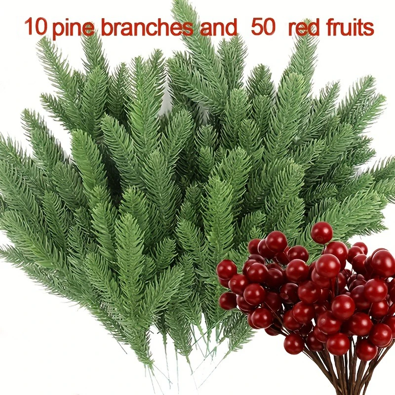 

Искусственные сосновые ветви и ягоды для декора
