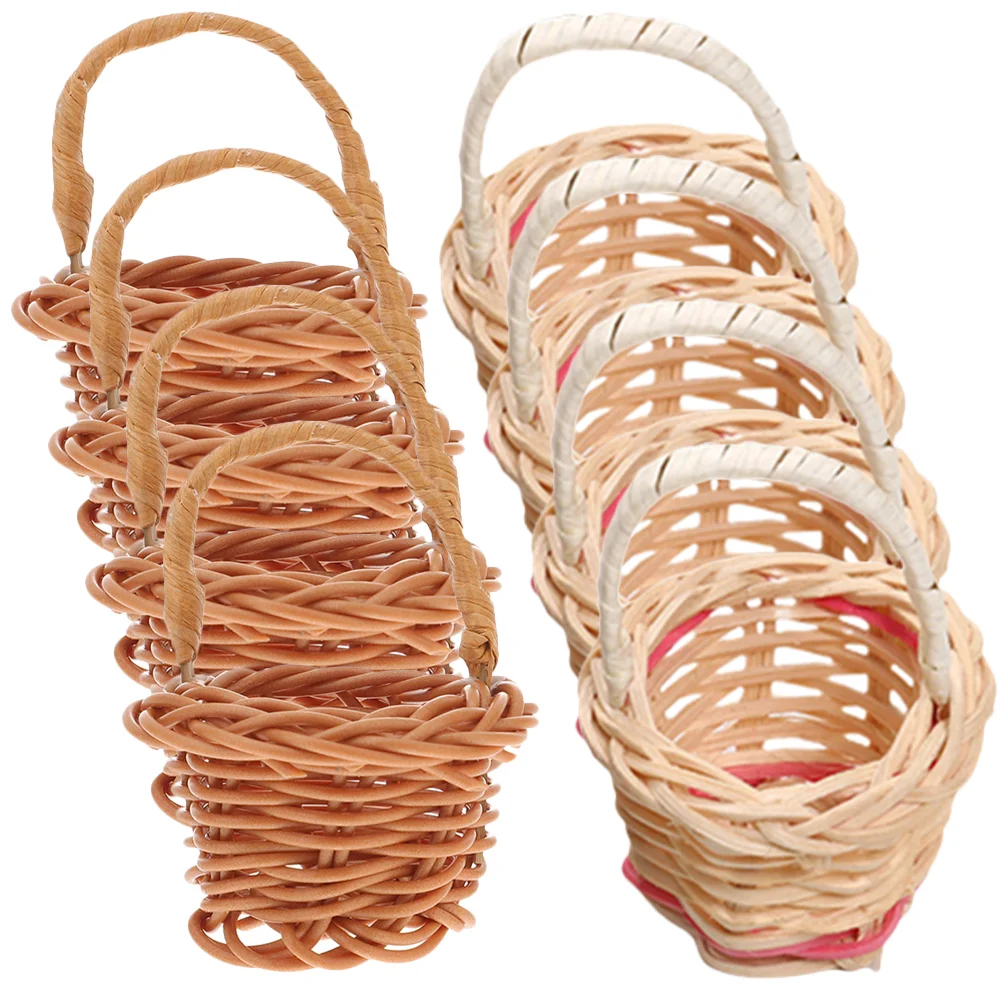 

Basket Baskets Miniature Mini Storage Gardens Fairy Gift Fruit Boxes Favors Party Chocolate Candy Woven Handle Flower Ornament