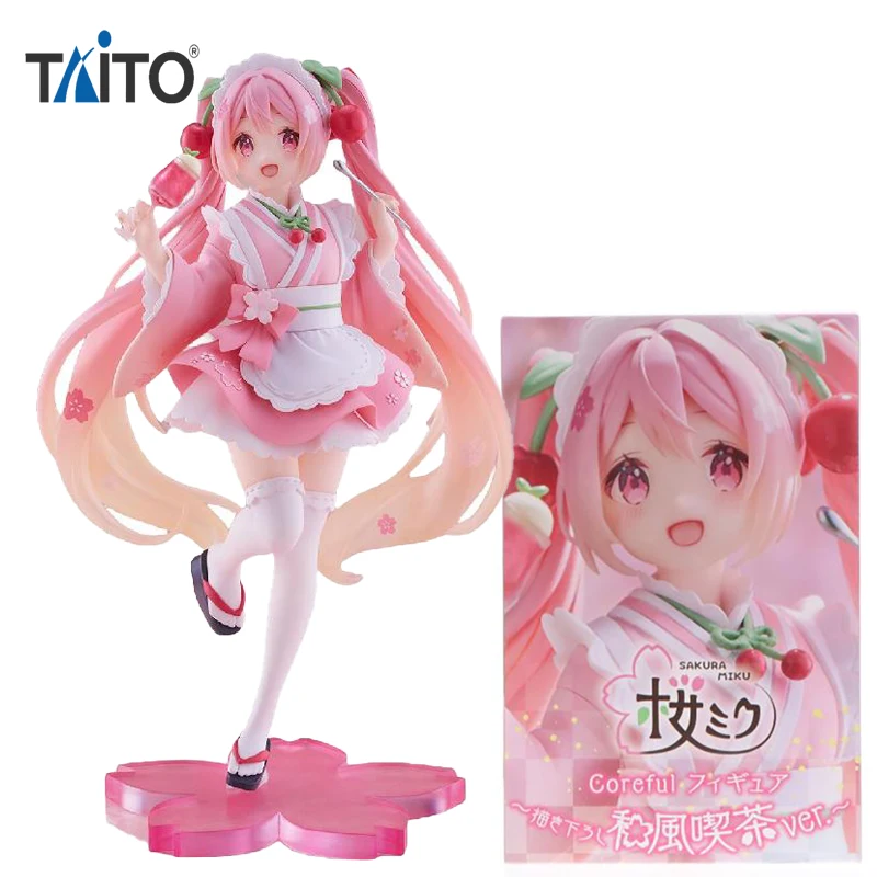 В наличии TAITO Coreful Hatsune Miku Sakura Wafuu Kissa Maid Ver. ПВХ 18 см аниме фигурки модель коллекция