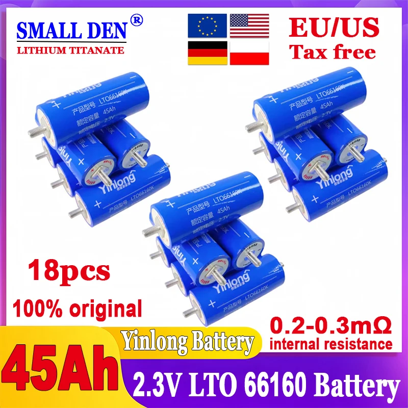 18 шт. Yinlong 2 3 В 45 Ач литий-титанатный аккумулятор LTO 66160 10C DIY 12 24 солнечный динамик