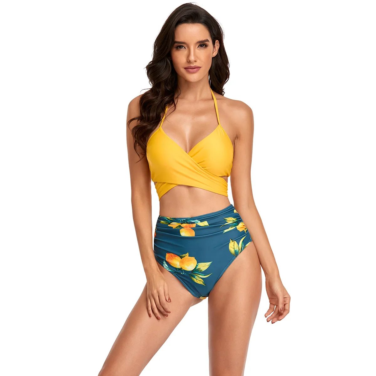 

2022 Sexy Bikini Swimwear Women Swimsuit Crisscross Biquini High Waist Bikini Set Summer Beach Wear Bathing Suit