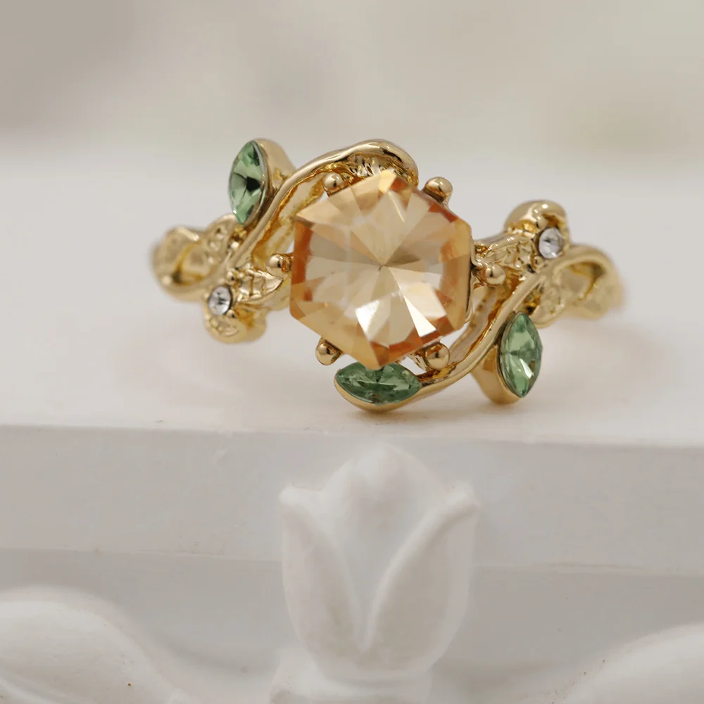 1 шт. стильное Сверкающее Золотое шестигранное кольцо-массивное кольцо для