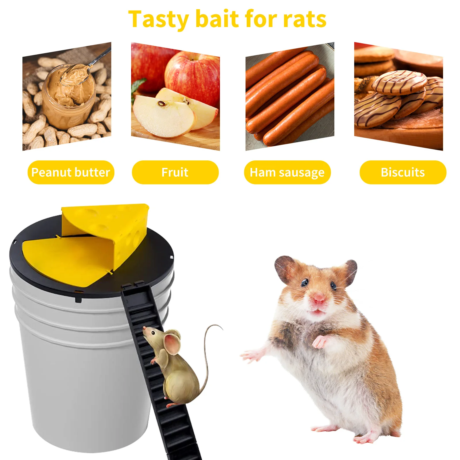 

Mice Trap Reusable Smart Flip and Slide Bucket Lid Mouse Rat trap Cheese Appearance Rat Trap That Attracts Rats 2022 Newest