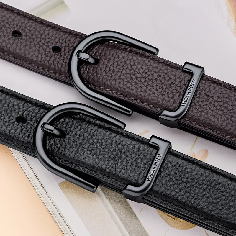 Genuine leather women's belt, needle buckle style, fashionable jeans belt, personalized and versatile pants belt