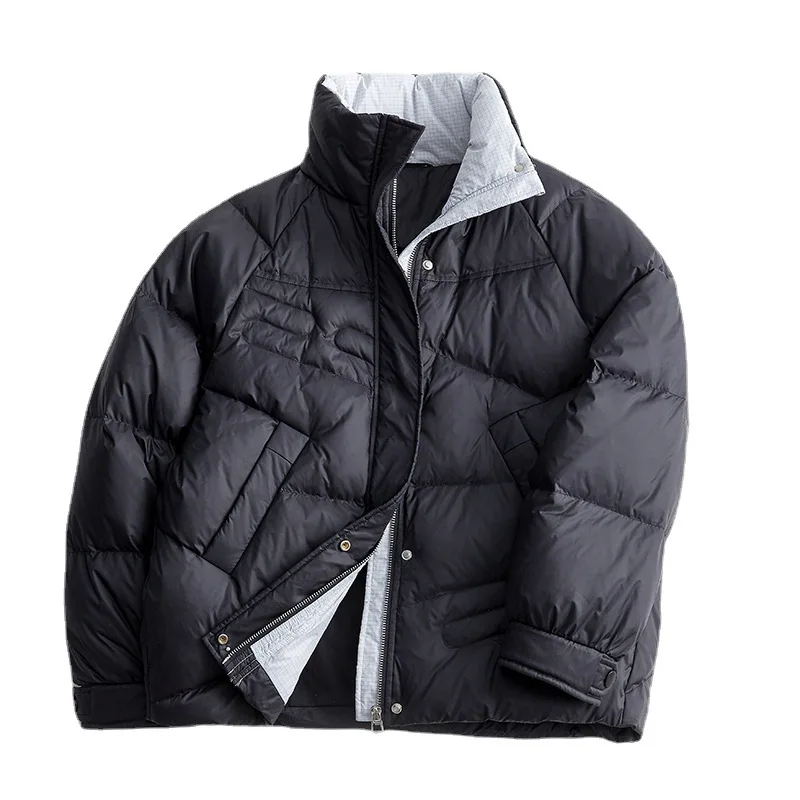 Women Short White Duck Down Jacket Zipper Winter New Fashion Casual Stand-up Black Blue Collar Bread Jackets Trendy Coat Parkas