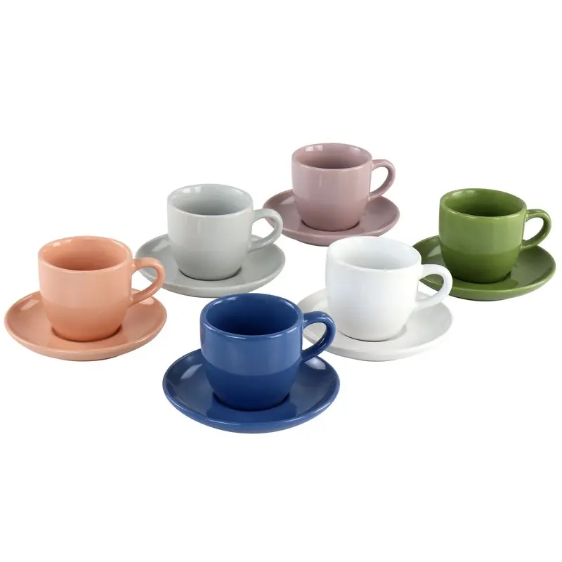 

Piece 3oz Stoneware Espresso Cup and Saucer Set in Assorted Colors Teacup set Water bottles Portable cup Turkish tea cups Cups L