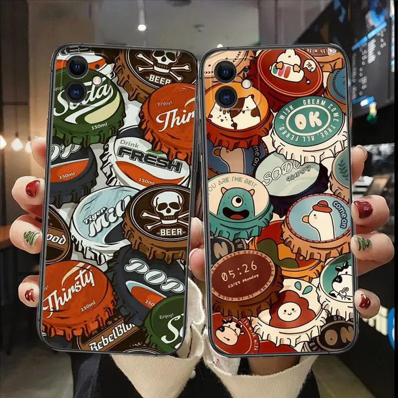 

Cartoon Bottle Cap Luxury Phone Case for Apple IPhone 13 12 11 14 Pro Max Mini SE XR X XS Max 6 6S 8 7 Plus New Fashion Covers
