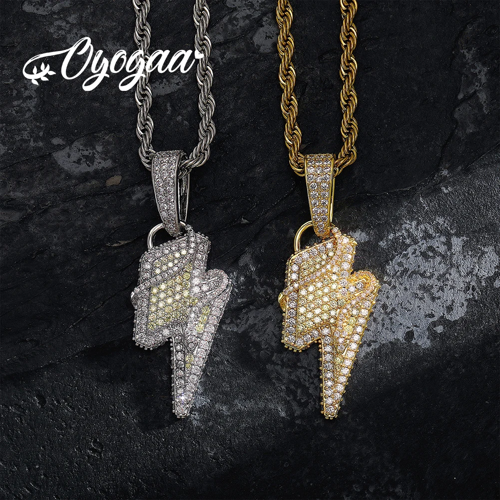 

OYOGAA Hip Hop New Lightning Snake Flash Iced Out Cubic Zircon Fashion Crystal Pendant&Necklace Fashion Jewelry For Men Women