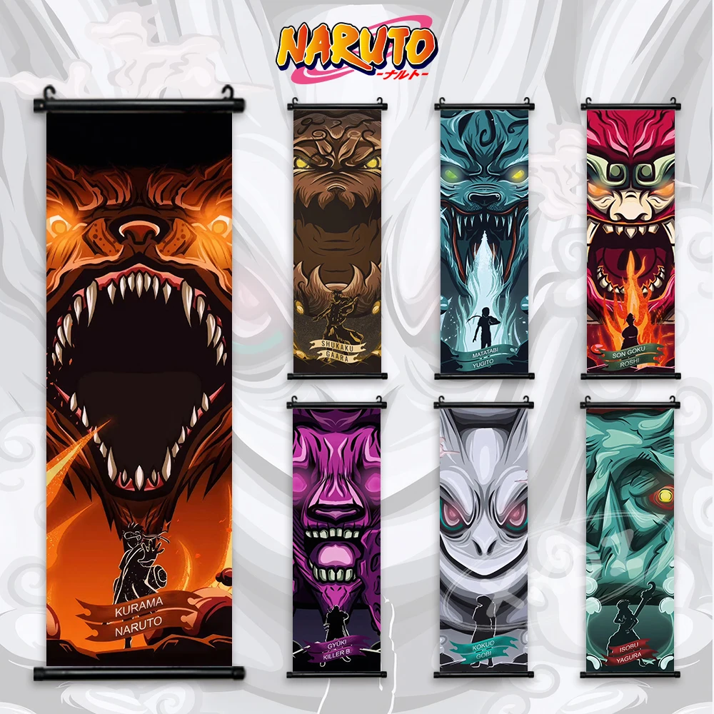 Настенное искусство Наруто Chomei Kawaii Jinchuriki Декор Картина Сон Гоку прокрутка картина Горячая Аниме Matatabi домашний декор плакат новейший подарок