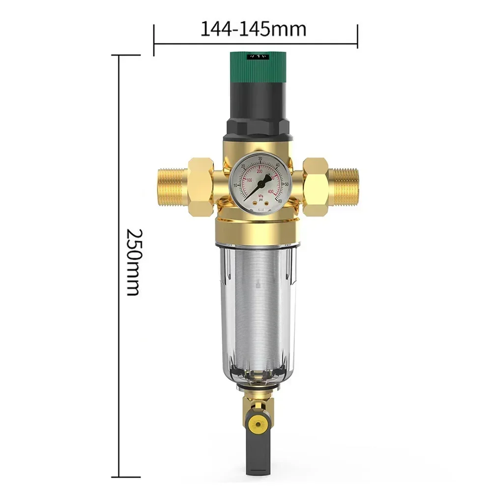Регулятор давления воды с фильтром обратной промывки и манометром DN15 DN20 DN25