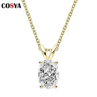 cosya s925 sterling silver d color vvs1 pendant jewelry fashion simple oval 1ct moissanite necklace classic clavicle chain women