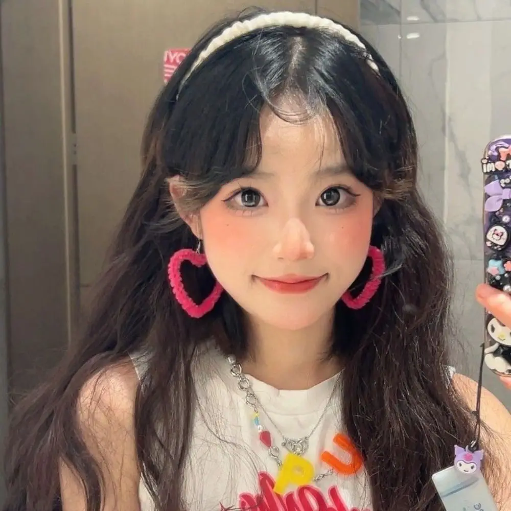 Милые розовые серьги в форме сердца элегантные розово-красные манжеты для ушей