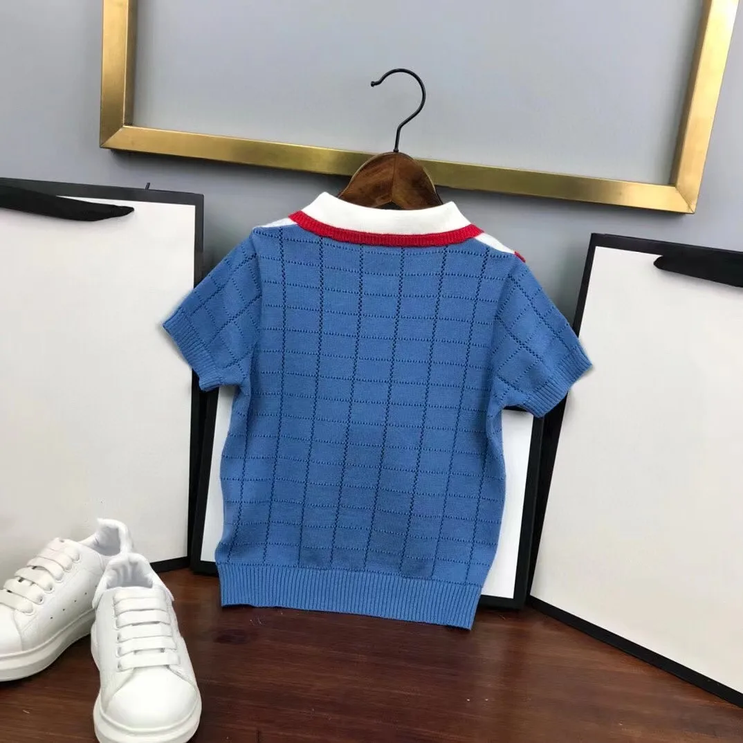 

2022 Summer high quality fashion brand blue Lapel sweater girls' top 2 4 6 8 10 years old