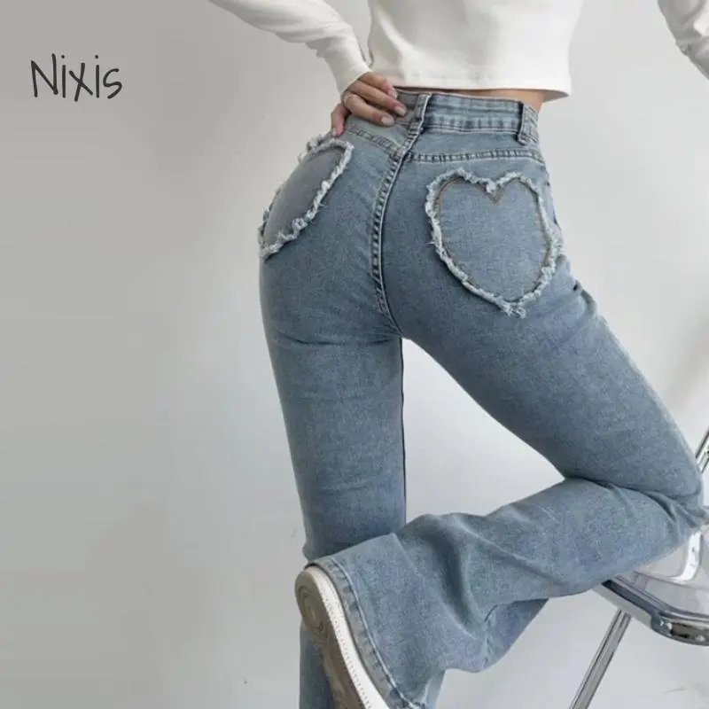 Women's Skinny Jeans Slim Flared Pants Fashion Embroidered High Waist Thin Denim Trouser Casual Bottoms Vintage Y2k Clothes