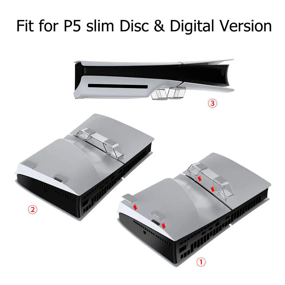 Фото Горизонтальная подставка для PS5 Slim, держатель для цифровых/дисковых игровых консолей с компактным дизайном для Playstation 5 Slim, аксессуары №4