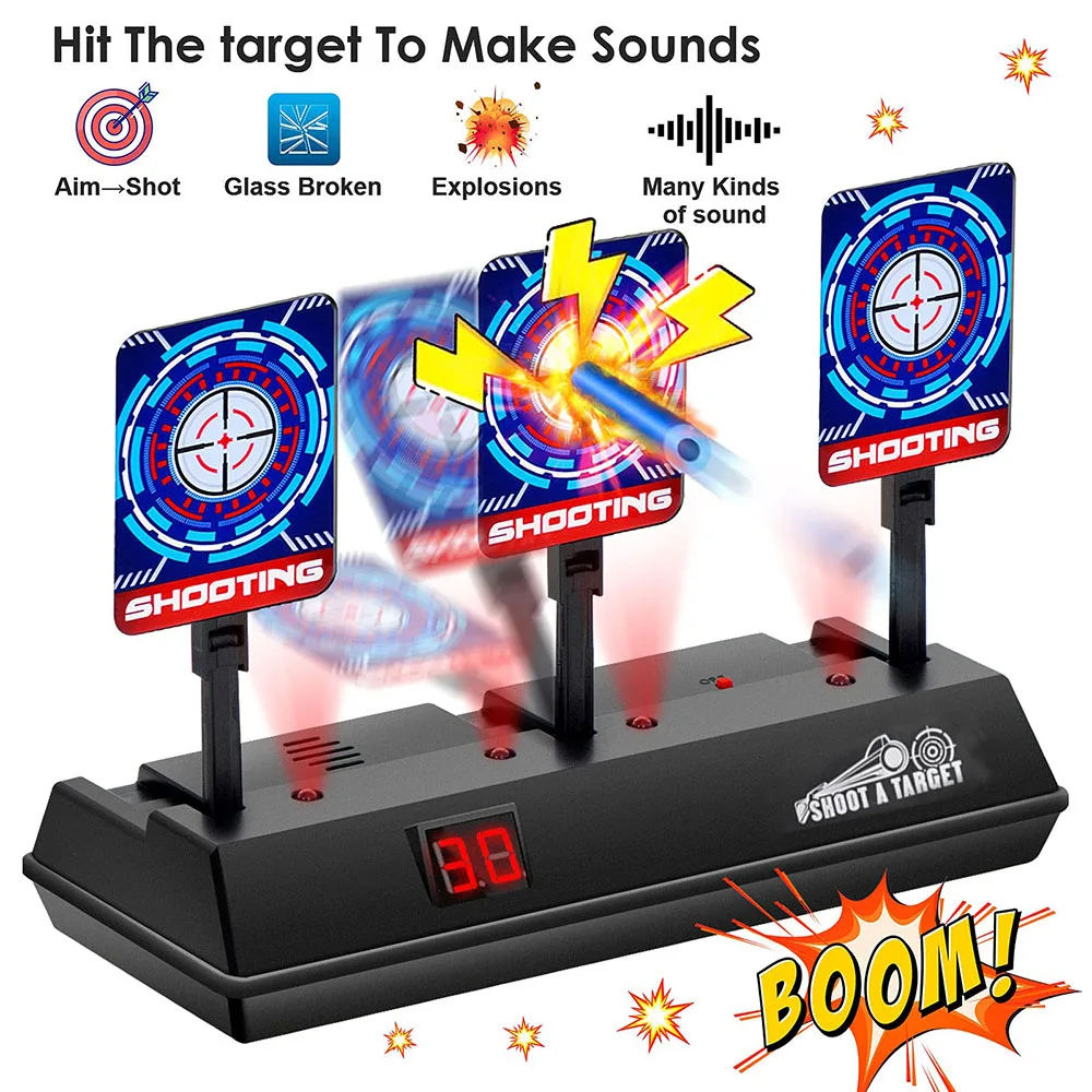 

Electronic Shooting Target for Nerf Guns Scoring Auto Reset Target for Boys Digital Targets with Light Sound Effect Gifts Toys