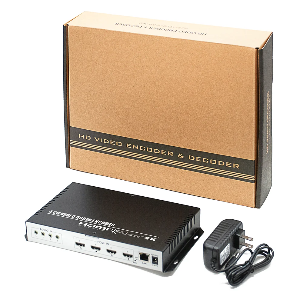 Профессиональный 4-канальный HEVC H.265 HDMI-IP энкодер с поддержкой 4K SRT RTMP RTMPS ONVIF и OLED-экраном для многоплатформенной прямой трансляции. (art.: 3920dcef4fa05) - 3920dcef4fa05