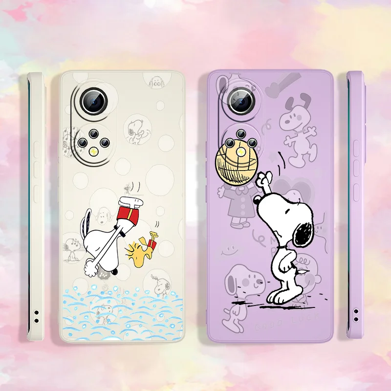 

Snoopy who loves sports For Huawei Honor X20 30 30S Lite Pro 5G V30 Pro 50 Pro SE 5G Lite 60 Pro SE Play3 Liquid Rope Phone Case
