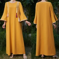 muslim women dress 2022 new solid color tassel arab robe abaya southeast asian ethnic muslim fashion abayas for women