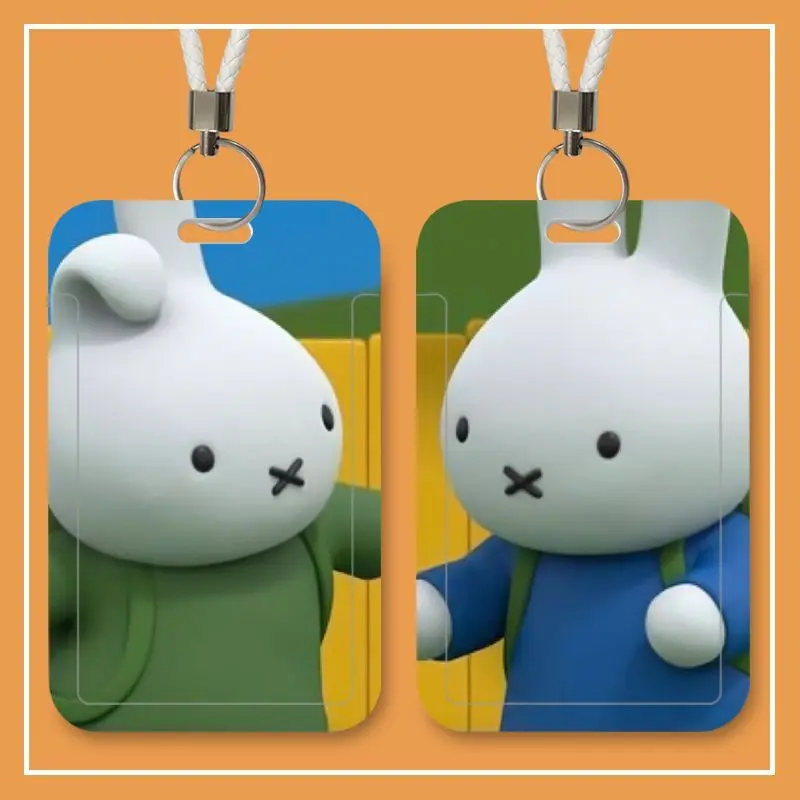 Новый Kawaii Anime Cute Miffy Student Meal Card Bus ID Защитная крышка Campus Hard Shell Подвесная веревка