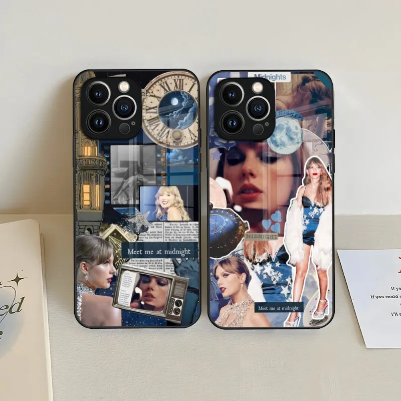 

T-Taylor-Swift M-Midnights Phone Case Tempered Glass For IPhone 13 14 12 11 Pro XS Max Plus Mini X XR 8 7 6s SE2020 Cover