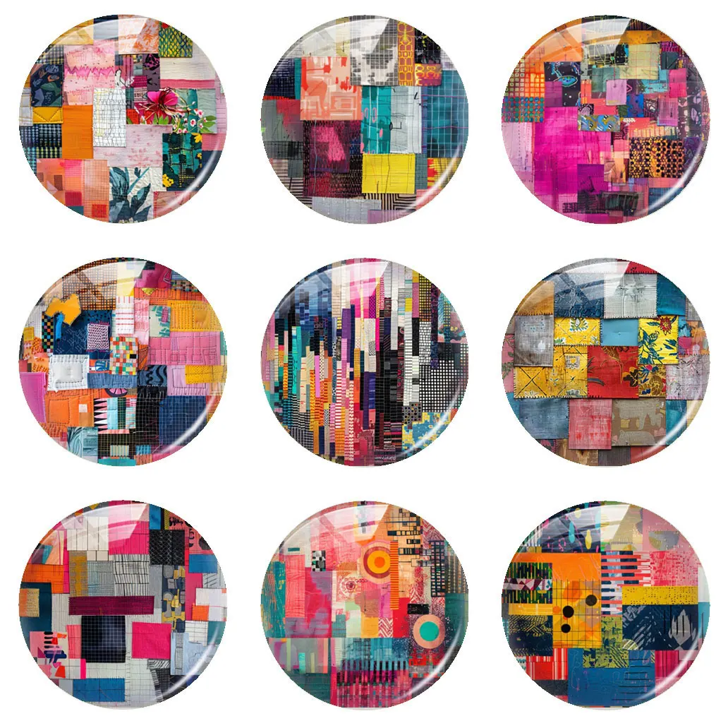 Стеклянный кабошон ручной работы с геометрическим узором плоская задняя часть