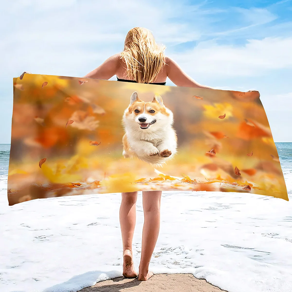 

Cute Corgi Beach Towel, Corgi Gifts for Corgi Lovers, Kids Beach Towel, Soft Absorbent and Quick Dry Microfiber Bath Towel