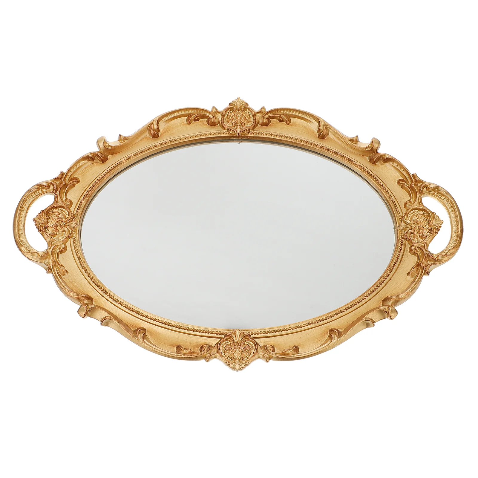 

Tray Mirrordecorative Storage Organizer Oval Vintage Holder Plate Jewelry European Trays Wall Bathroom Vanity Dishring Decor