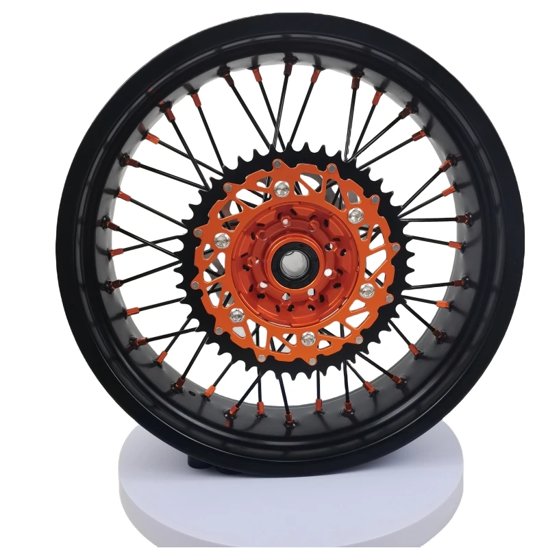 Фото Новинка! Комплектные колеса Supermoto 17'' с оранжевой ступицей для EXC SXF 125-450 2003-2024 №4