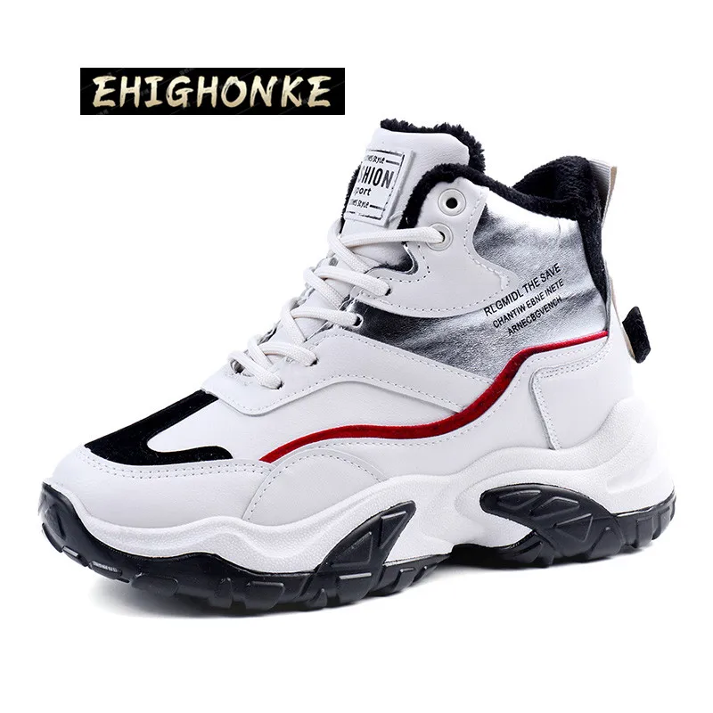 

Кожаные высокие кроссовки на толстой подошве, Вулканизированная подошва, модная дышащая повседневная обувь для бега Y40, новинка 2021, Зимняя женская замшевая обувь