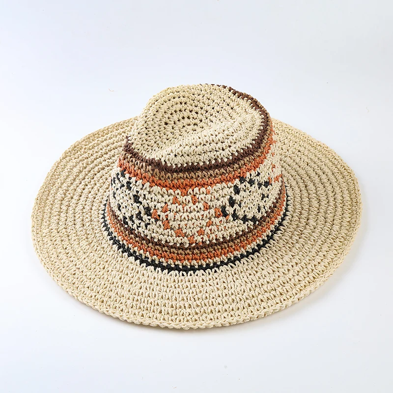 

2022 Jazz Sun Hat Men Women Straw Hollow Cowboy Hat Lady Fashion Crochet UV Protect Beach hat