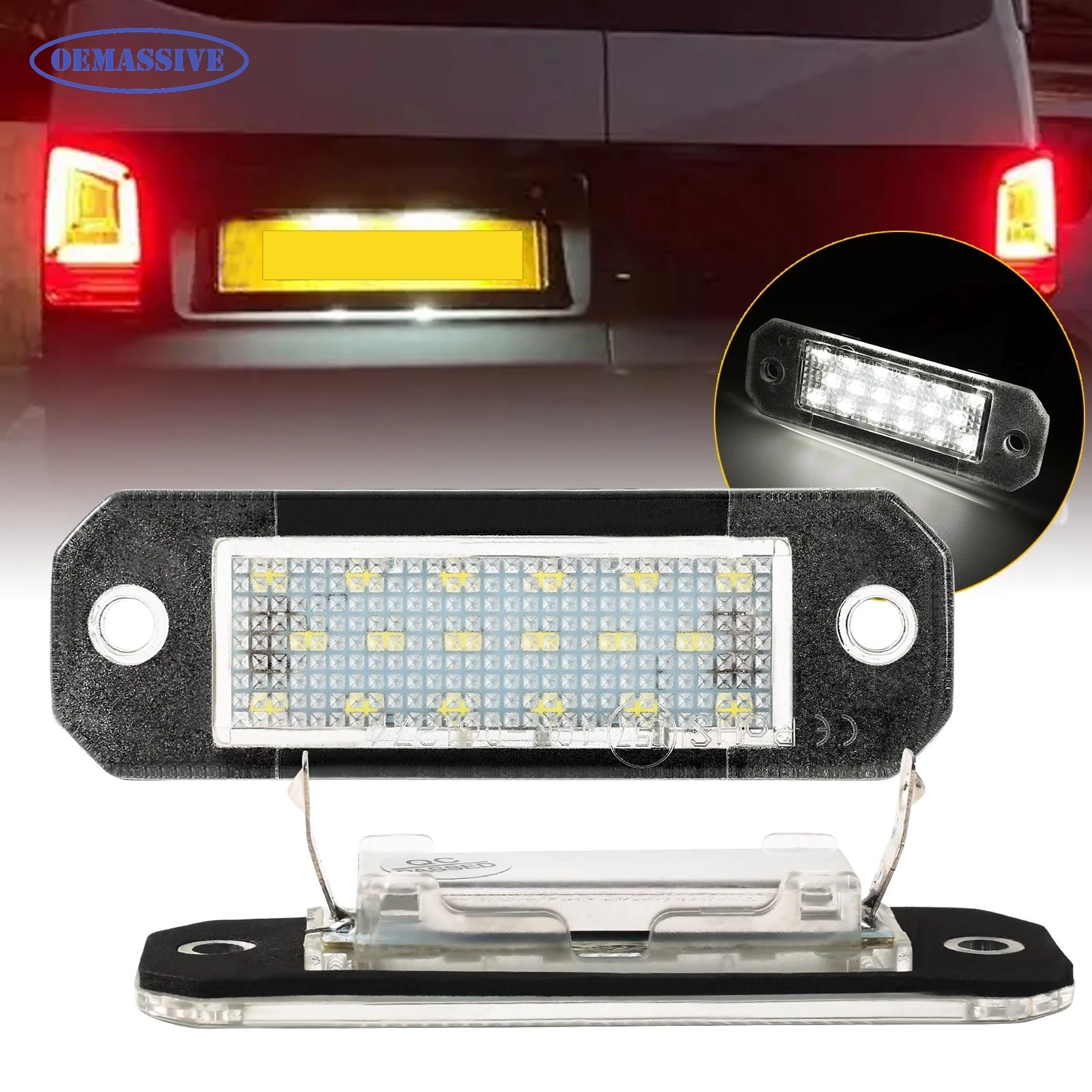 

Для VW Transporter T5 T6 2003-2015 Для Caddy 2004-2017 Белый светодиодный светильник освещения номерного знака в сборе 2 шт. Подсветка номерного знака