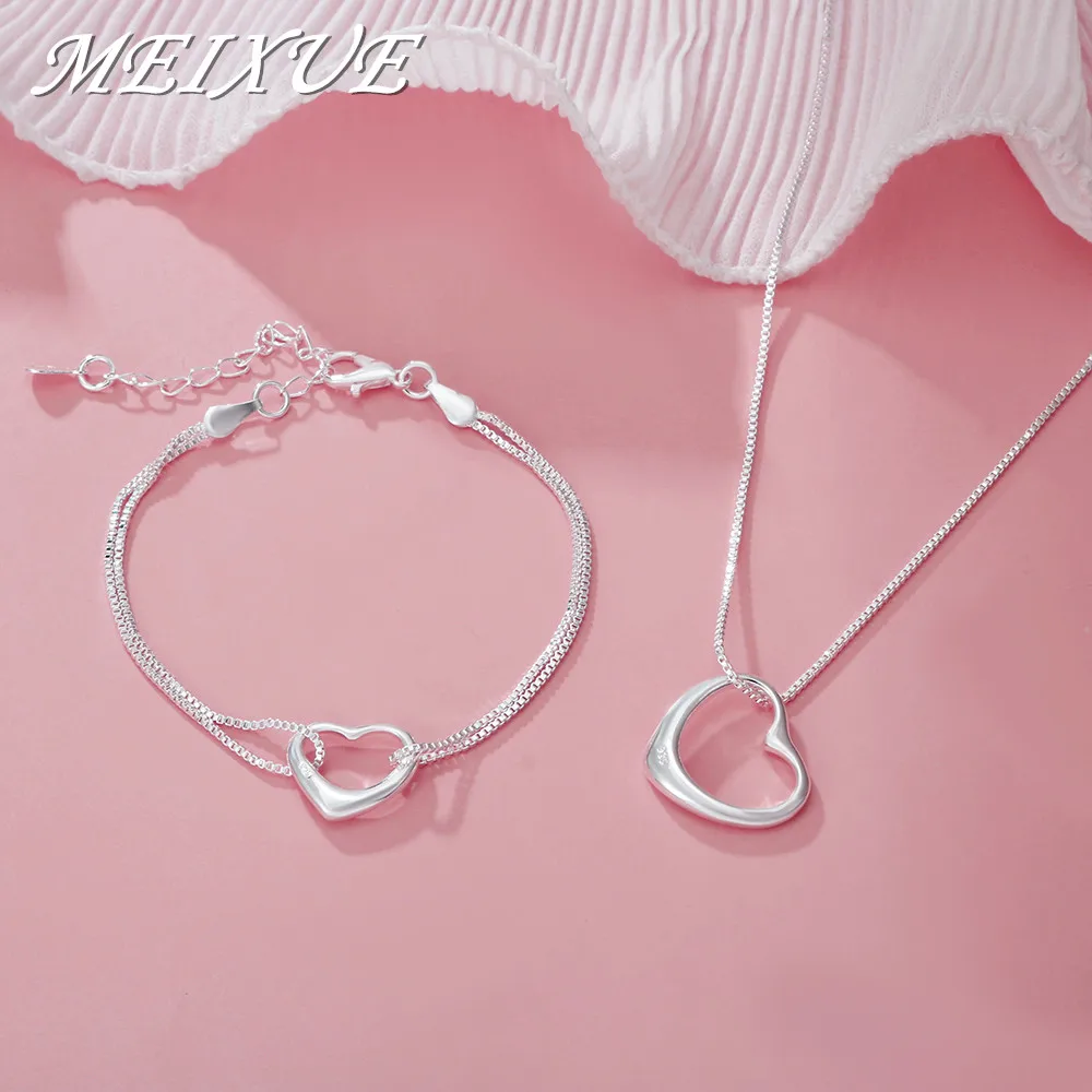 

925 sterling silver Pretty heart bracelets necklaces for women fashion designer party wedding Jewelry sets holiday gift Original