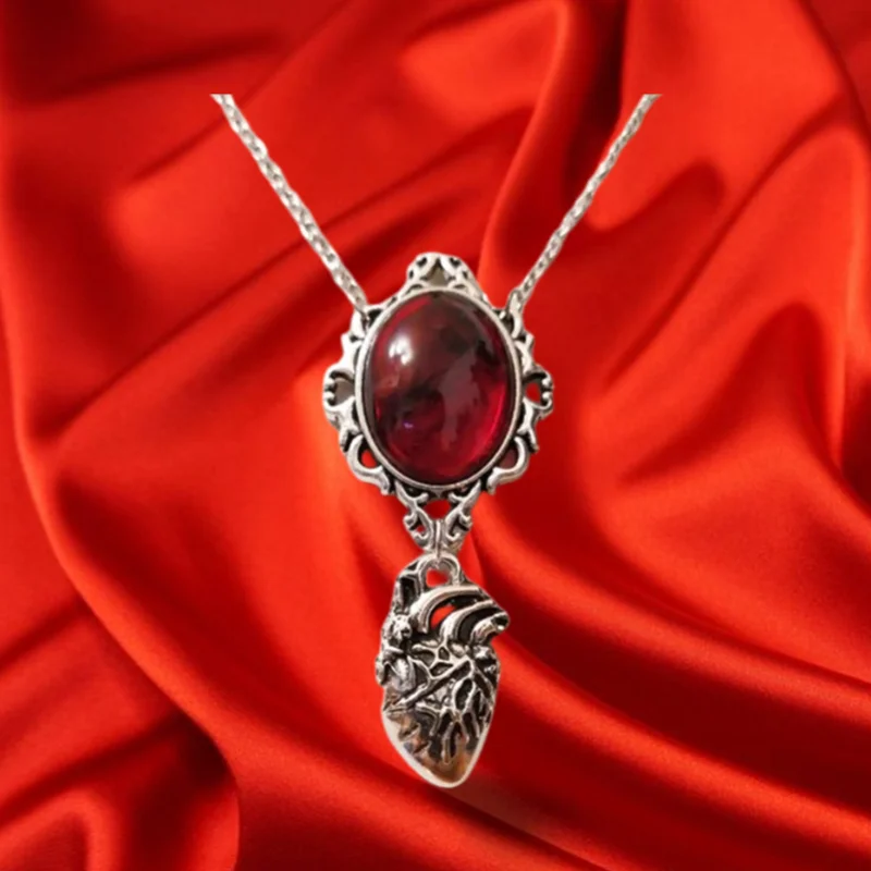 

Gothic Jewelry, Dissected Heart, Blood Necklace, Horror Jewelry, Vampire Necklace, Embossed Crystal Pendant, Witchcraft Jewelry