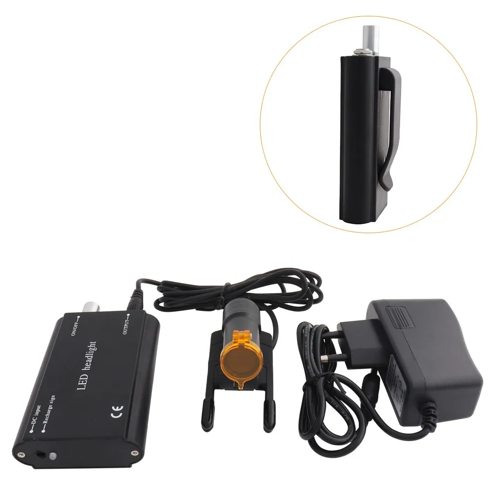 Фара головная на зажиме с оптическим фильтром 5W для зубных луп, медицинских микроскопов и бинокуляров увеличения.