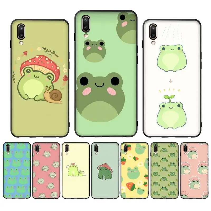 

Mint green Funny The Frog cute Phone Case for Vivo Y91C Y11 17 19 17 67 81 Oppo A9 2020 Realme c3
