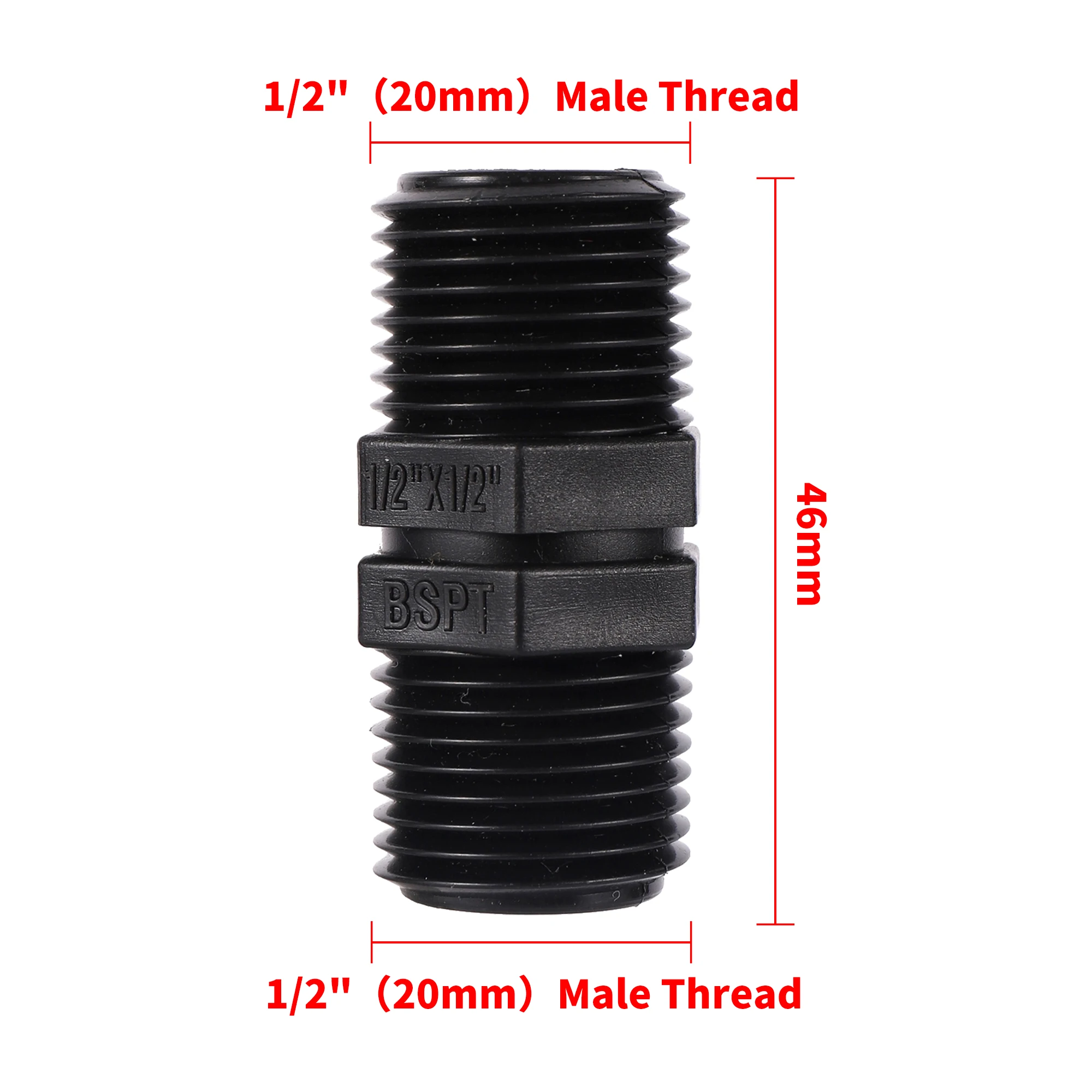 

Пластиковый равный адаптер BSP 1/2" 3/4" 1"-2.5"