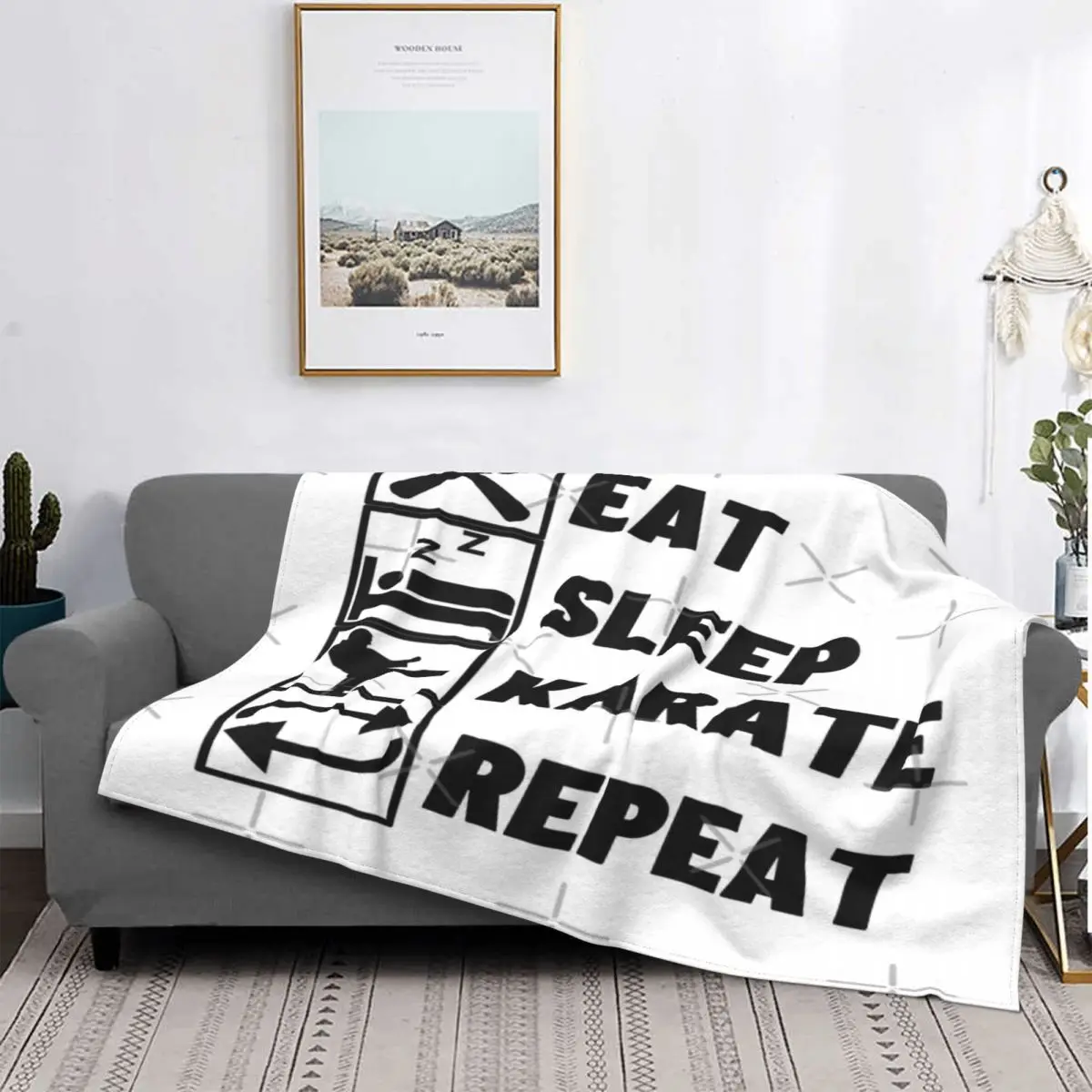 

Eat Sleep kárate Repeat - 2 mantas, colcha a cuadros para cama, manta térmica para bebé, colcha de verano