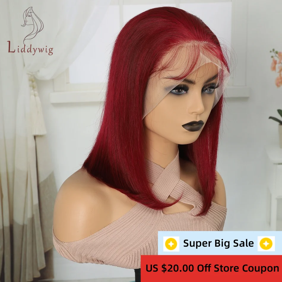 

Straight Short Bob Human Hair Wigs 99J Bob Hair Wig Human Hair Burgundy 13x4 Lace Frontal Bob Wigs Lace Front Human Hair Wig
