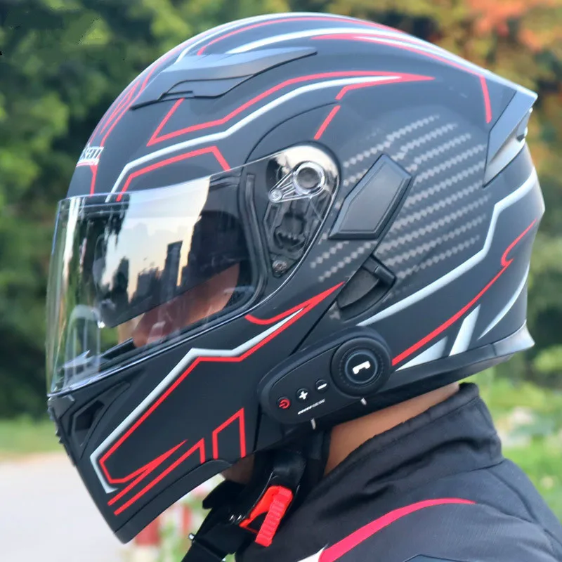 

Electric Motorcycle Bluetooth Helmet Double Lens Open Helmet Full Face Helmet Motorcycle Helmet Contains Bluetooth Headset