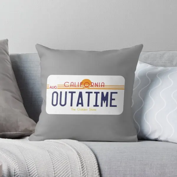

Outatime License Plate Printing Throw Pillow Cover Square Home Fashion Waist Throw Decor Soft Fashion Case Pillows not include